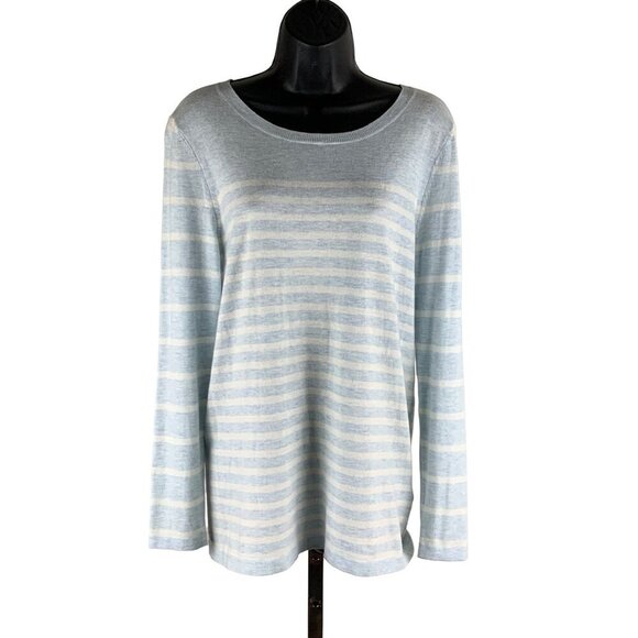 OUI  cashmere /silk blend sweater lightweight very soft comfy Med 38' chest stri - Picture 1 of 7